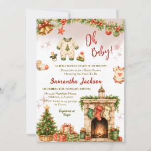 Santa Oh Baby Weihnachten Winterfeier Baby Shower Einladung