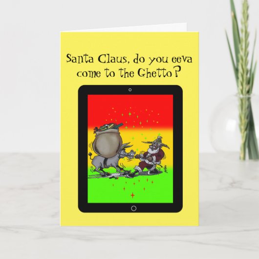 Santa ohne Rentiere Feiertagskarte (Vorderseite)