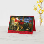 Santa on a Golf Themed Christmas Card Karte (Gelbe Blume)