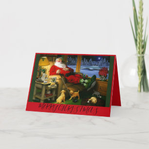 Santa on a Golf Themed Christmas Card Karte