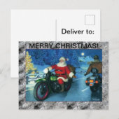 Santa on a Motorcycle Post Card Feiertagspostkarte (Vorne/Hinten)