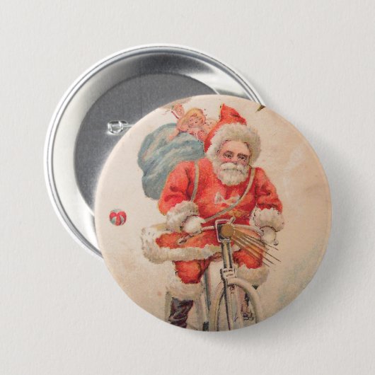 Santa on Bicylce Button (Vorne & Hinten)