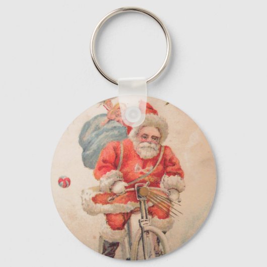 Santa on Bicylce Schlüsselanhänger (Vorderseite)