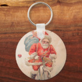 Santa on Bicylce Schlüsselanhänger (Vorderseite)