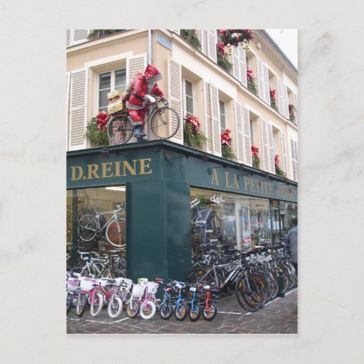 Santa on Bike Weihnachtskarte Feiertagspostkarte (Vorderseite)