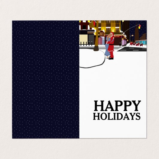 Santa on Broadway, Foto Weihnachtskarte Visitenkarten (Außenseite Aufgefaltet)