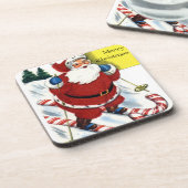 Santa on Candy Cane Skiis Set Cork Untersetzer (Linke Seite)