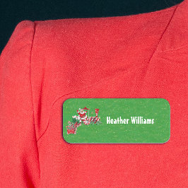 Santa on Candy Train Letters Holly Green Gold Namensschild