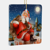 Santa on Chimney Keramikornament (Rechts)