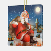 Santa on Chimney Keramikornament (Links)