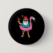 Santa On Flamingo Floatie Cute Christmas In July X Button (Vorderseite)