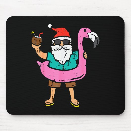 Santa On Flamingo Floatie Cute Christmas In July X Mousepad (Vorne)