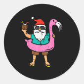 Santa On Flamingo Floatie Cute Christmas In July X Runder Aufkleber (Vorderseite)