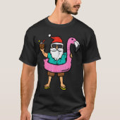 Santa On Flamingo Floatie Cute Christmas In July X T-Shirt (Vorderseite)