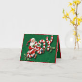 Santa on Joy Candy Canes Half Folkkarte Karte (Gelbe Blume)