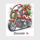 Santa on Motorcycle Christmas Biker Aufkleber (Blatt)