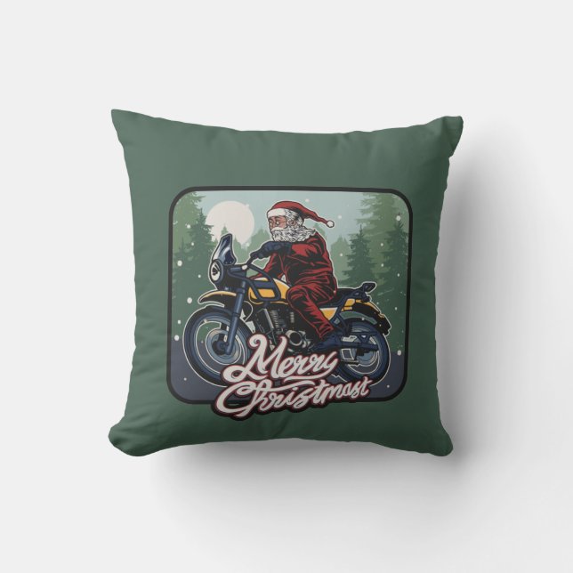 Santa on Motorrad Kissen (Vorderseite)