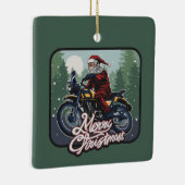 Santa on Motorrad Personalisiert Keramikornament (Rechts)