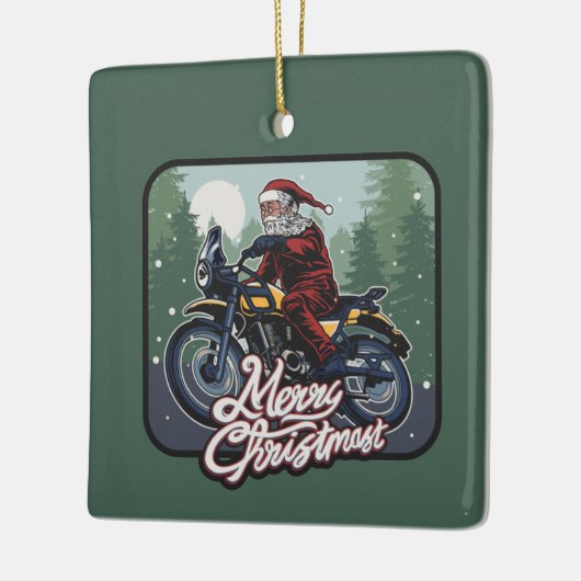 Santa on Motorrad Personalisiert Keramikornament (Links)
