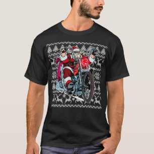 Santa on Motorrad Ugi Weihnachts-Sweater-Geschenk T-Shirt