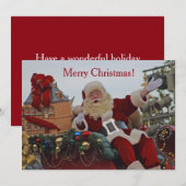 Santa on Parade Flat Card Feiertagskarte (Vorne/Hinten)
