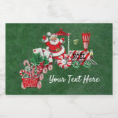 Santa on Peppermint Candy Train Dark Green Lebensmitteletikett (Einzelnes Label)