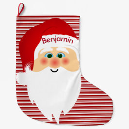 Santa on Peppermint Streifen Weihnachts-Strumpf Großer Weihnachtsstrumpf