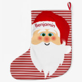 Santa on Peppermint Streifen Weihnachts-Strumpf Großer Weihnachtsstrumpf (Rückseite)