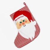 Santa on Peppermint Streifen Weihnachts-Strumpf Großer Weihnachtsstrumpf (Rückseite (Hängend))