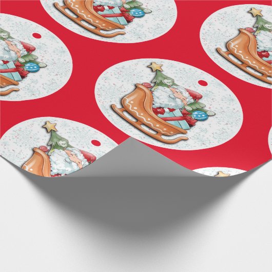 Santa on Red Geschenkpapier (Ecke)