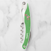 Santa on Red Train Candy Wheels Green Gold Speck Kellnermesser (Vorderseite)