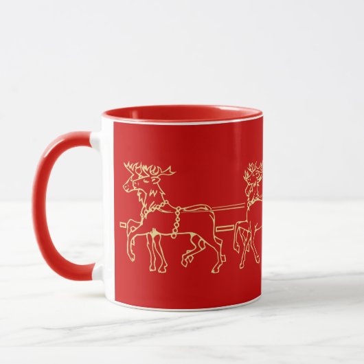 Santa on Reindeer Sled Christmas Milk Hot Cocoa Tasse (Links)