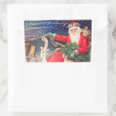 Santa on Schlitten Thunder_Cove Vintag Rechteckiger Aufkleber (Tasche)