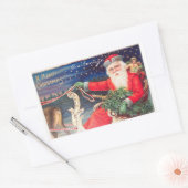 Santa on Schlitten Thunder_Cove Vintag Rechteckiger Aufkleber (Umschlag)