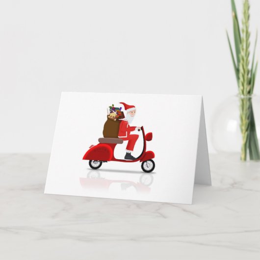 Santa on Scooter Feiertagskarte (Vorderseite)