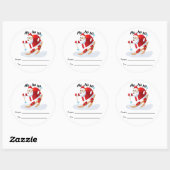 Santa on Snow Skis rund um Aufkleber (Blatt)