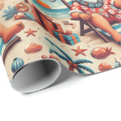 Santa on Vacation Christmas Geschenkpapier (Rolleneckpunkt)