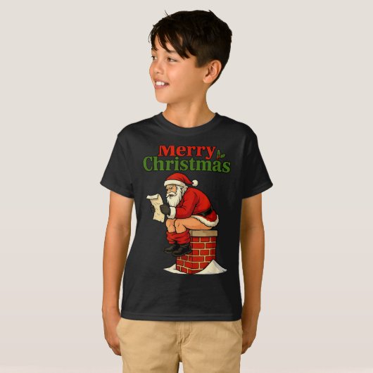 Santa Ong Down Chimney Shirt Funny Naughty Xmas Sa (Vorne ganz)