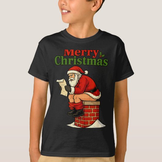 Santa Ong Down Chimney Shirt Funny Naughty Xmas Sa (Vorderseite)