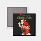 Santa Ong Down Chimney Shirt Funny Naughty Xmas Sa Magnet (Vorderseite/Rückseite)