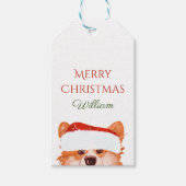 Santa Orange Corgi Frohe Weihnachten Geschenkanhänger (Vorderseite)
