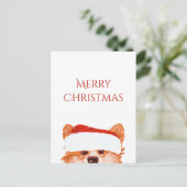 Santa Orange Corgi Frohe Weihnachten Postkarte (Stehend Vorderseite)