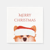 Santa Orange Corgi Weihnachten Serviette (Vorderseite)