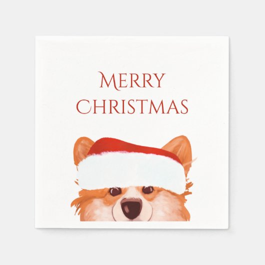 Santa Orange Corgi Weihnachten Serviette (Vorderseite)