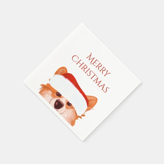 Santa Orange Corgi Weihnachten Serviette (Ecke)