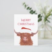 Santa Orange Highland Cow Frohe Weihnachten Postkarte (Stehend Vorderseite)