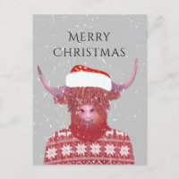 Santa Orange Highland Cow Frohe Weihnachten