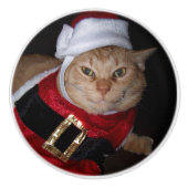 Santa Orange Tabby Cat Knob Keramikknauf (Vorderseite)