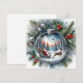 Santa-Ornament Flache Weihnachtskarte Feiertagskarte (Vorne/Hinten)