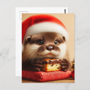Santa Otter Brownies Postkarte